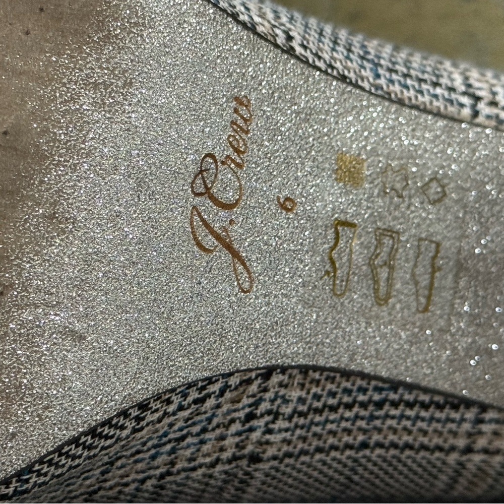 J. Crew Plaid Heels with Pearl and Jewel Accents - Picture 5 of 6